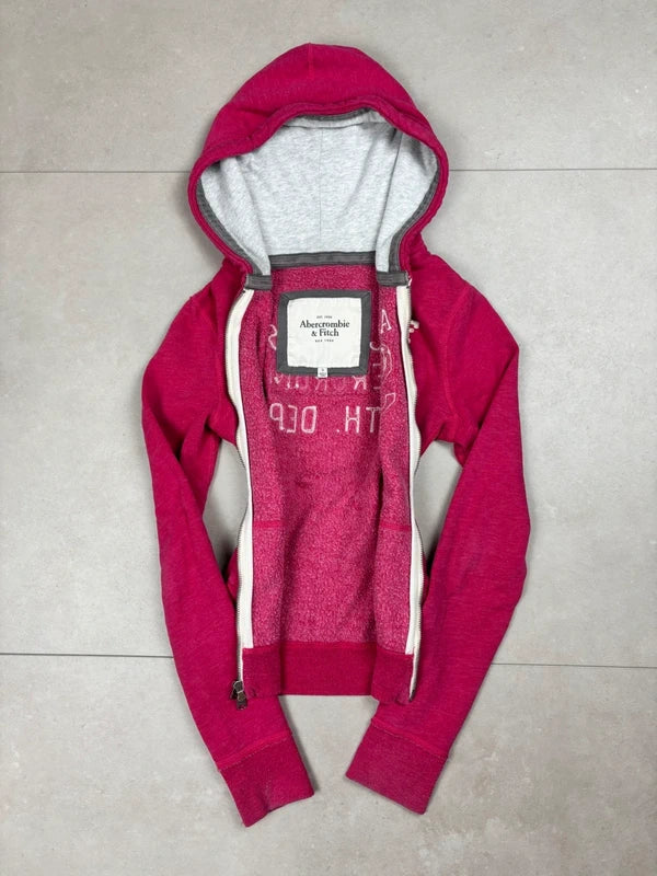 Abercrombie & Fitch Zip-Hoodie Pink/Weiß · S