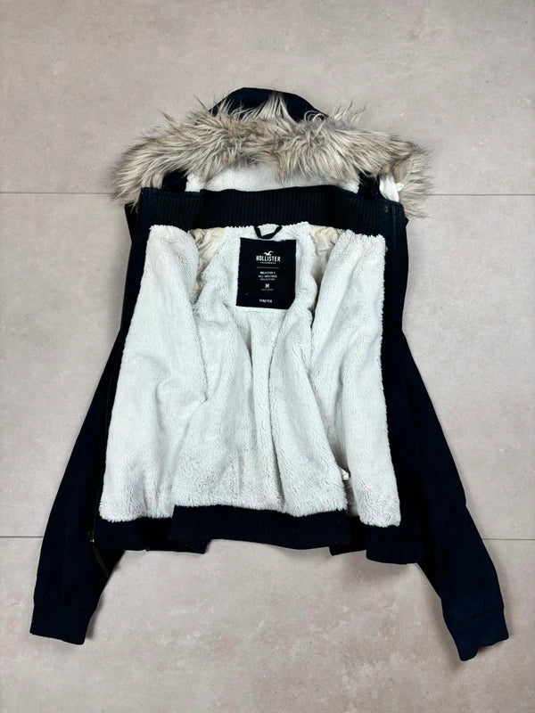Hollister Winter-/Übergangsjacke Navy mit Kapuze · M