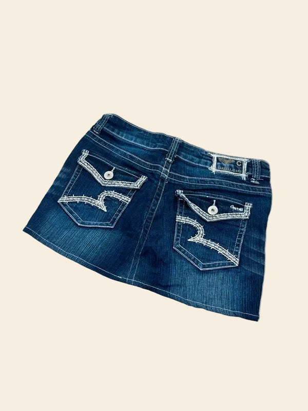 2000s Vintage Denim Mini Skirt · M