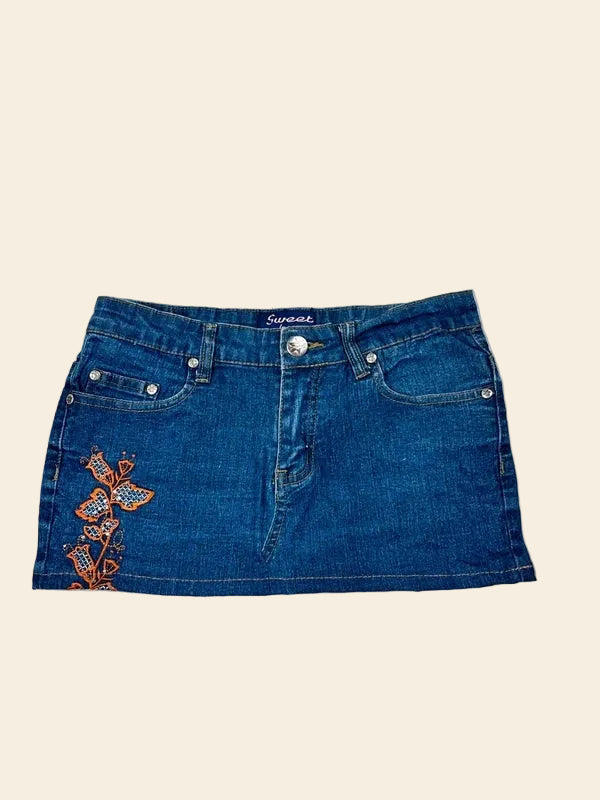 2000s Vintage Denim Mini Skirt Navy · S