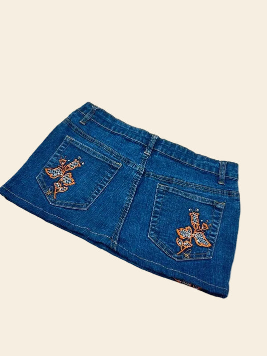 2000s Vintage Denim Mini Skirt Navy · S