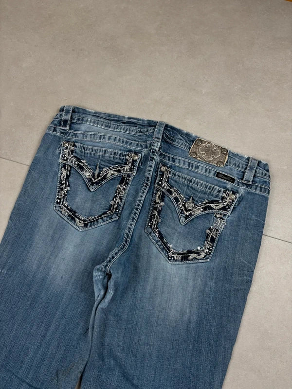 Miss Me Mid Waist Bootcut Jeans Blau · W36