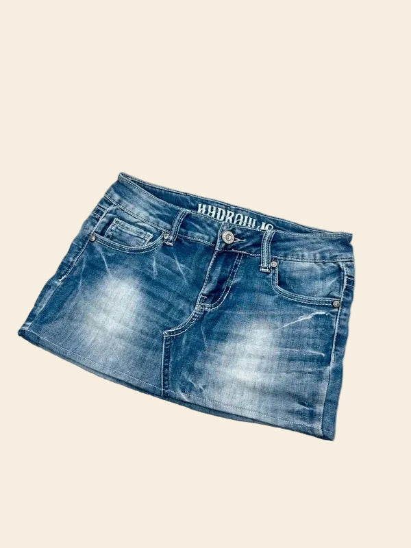 2000s Vintage Low Waist Denim Mini Skirt · S