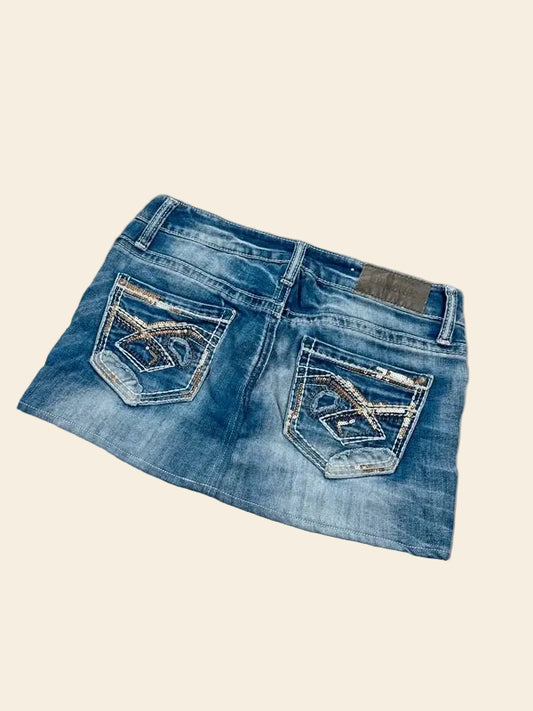 2000s Vintage Low Waist Denim Mini Skirt · S