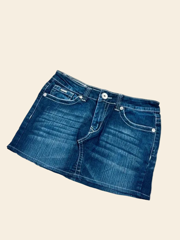 2000s Vintage Denim Mini Skirt · M