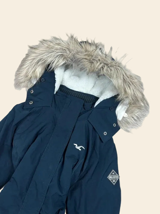 Hollister Winter-/Übergangsjacke Navy mit Kapuze · M