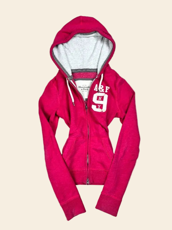 Abercrombie & Fitch Zip-Hoodie Pink/Weiß · S