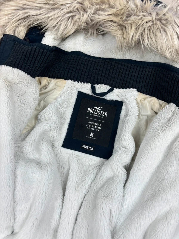 Hollister Winter-/Übergangsjacke Navy mit Kapuze · M